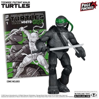 MC FARLANE TEENAGE MUTANT NINJA TURTLES PAGE PUNCHERS LEONARDO B,W&G VARIANT ACTION FIGURE