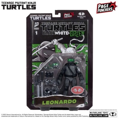 MC FARLANE TEENAGE MUTANT NINJA TURTLES PAGE PUNCHERS LEONARDO B,W&G VARIANT ACTION FIGURE