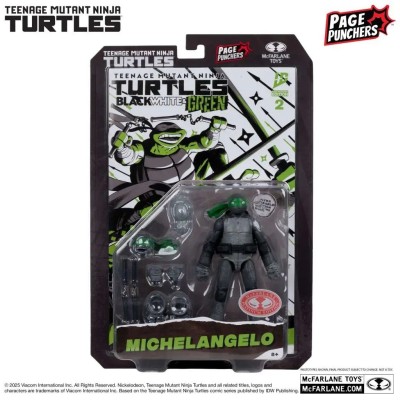 MC FARLANE TEENAGE MUTANT NINJA TURTLES PAGE PUNCHERS MICHELANGELO B,W&G VARIANT ACTION FIGURE