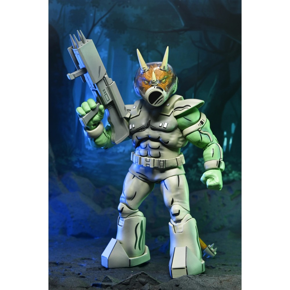 TEENAGE MUTANT NINJA TURTLES MIRAGE COMICS SHOCK COMMANDO TRICERATON ACTION FIGURE NECA