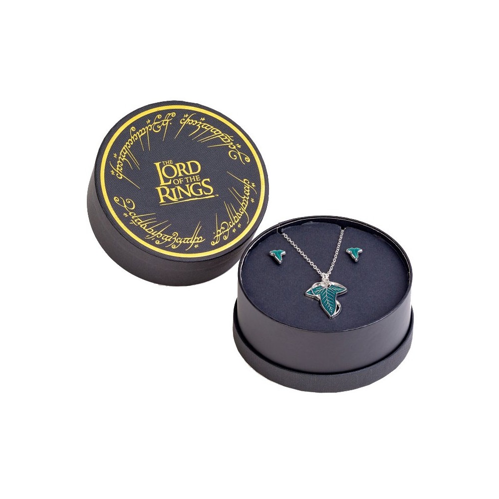 CARAT IL SIGNORE DEGLI ANELLI FOGLIA DI LORIEN SET COLLANA E ORECCHINI