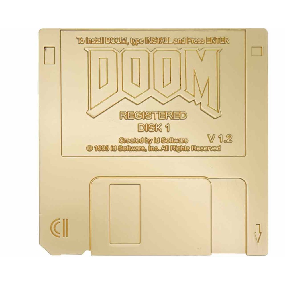 DOOM COMMEMORATIVE FLOPPY DISC GOLD EDITION REPLICA
