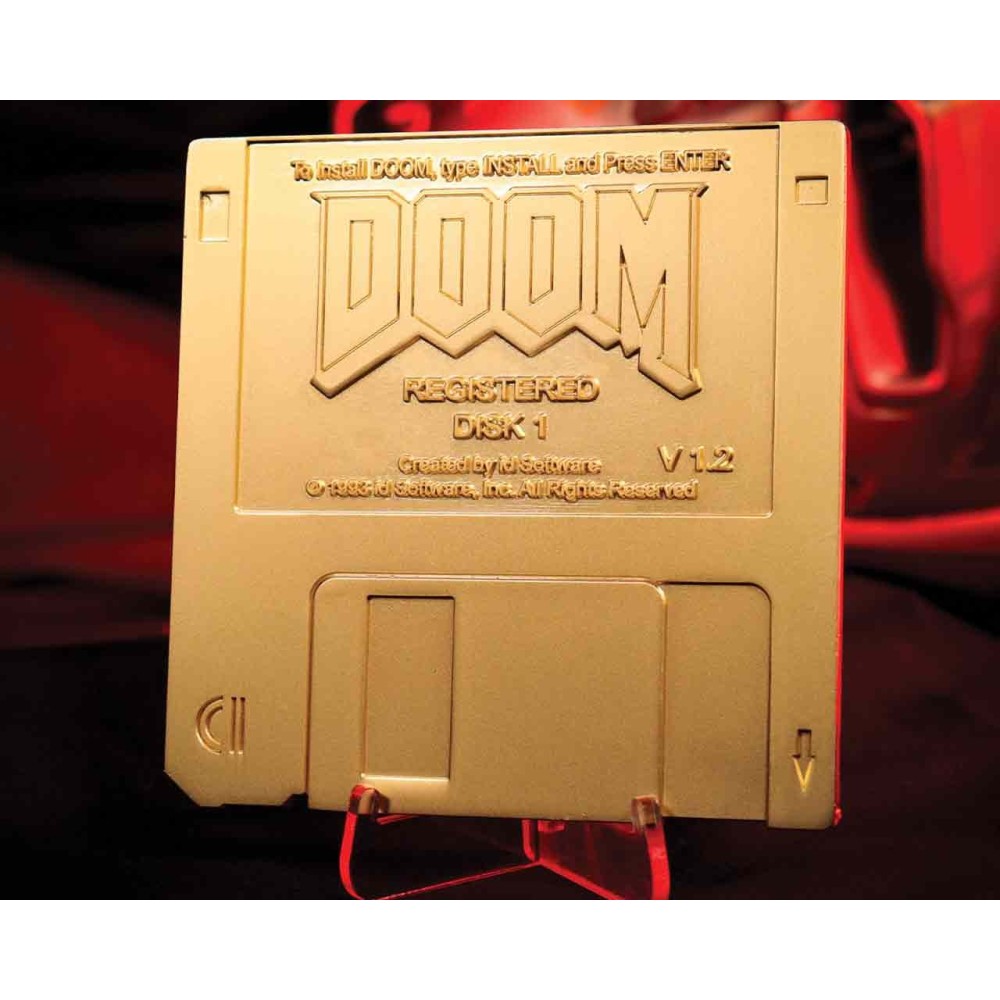 DOOM COMMEMORATIVE FLOPPY DISC GOLD LIMITED REPLICA
