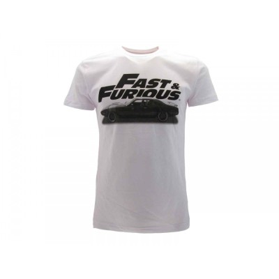 MAGLIA T SHIRT FAST AND FURIOUS LOGO CAR BIANCA