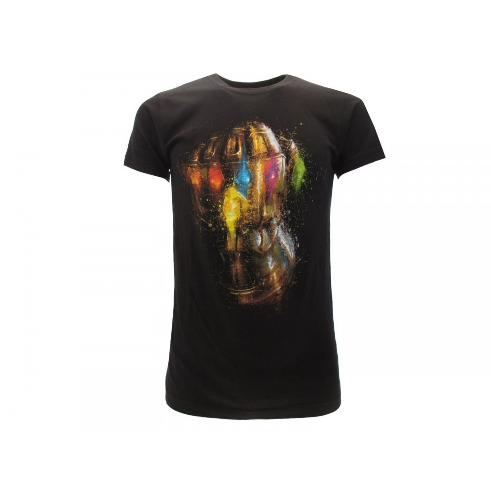 MAGLIA T SHIRT MARVEL AVENGERS GUANTO THANOS GLOVE NERA