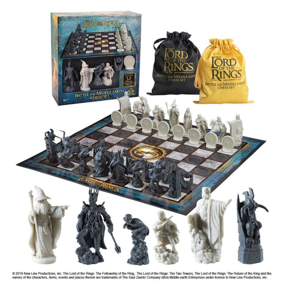 NOBLE COLLECTIONS THE LORD OF THE RINGS - CHESS SET SCACCHI BATTLE FOR MIDDLE EARTH