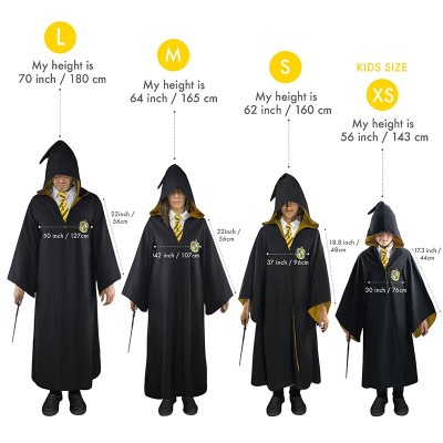 HARRY POTTER WIZARD ROBE TUNICA MAGO TASSOROSSO TAGLIA XS BIMBO CINEREPLICAS