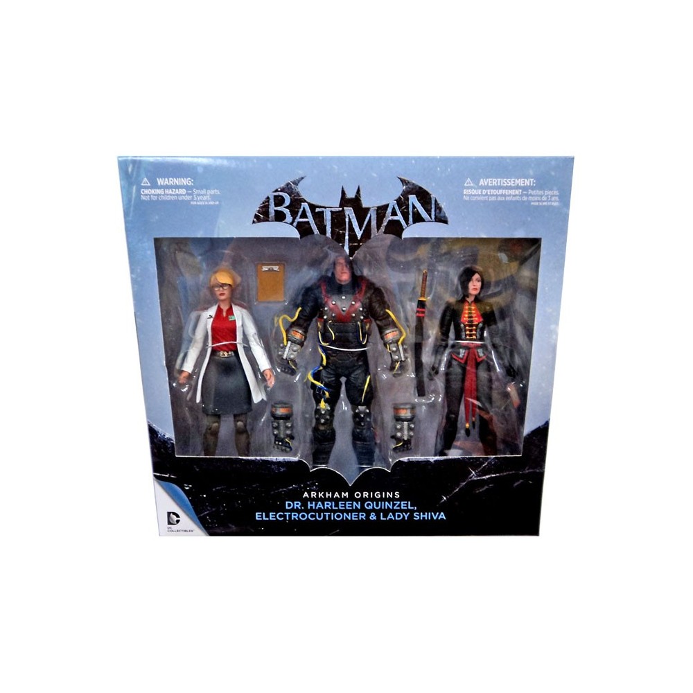 DC COLLECTIBLES BATMAN ARKHAM ORIGINS HARLEEN QUINZEL ELECTROCUTIONER LADY SHIVA 3-PACK FIGURE