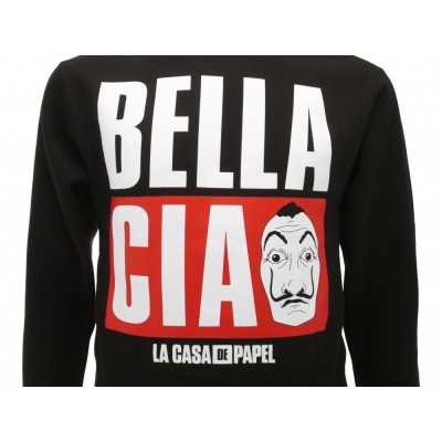 FELPA HOODIE LA CASA DE PAPEL LA CASA DI CARTA BELLA CIAO NERA