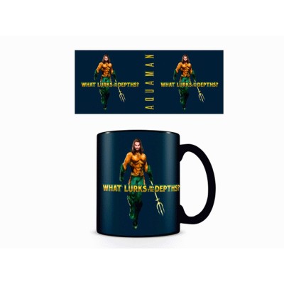 PYRAMID INTERNATIONAL AQUAMAN WHAT LURKS IN THE DEPTHS CERAMIC MUG TAZZA IN CERAMICA