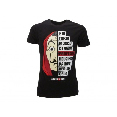 MAGLIA T SHIRT LA CASA DE PAPEL LA CASA DI CARTA NOMI NERA