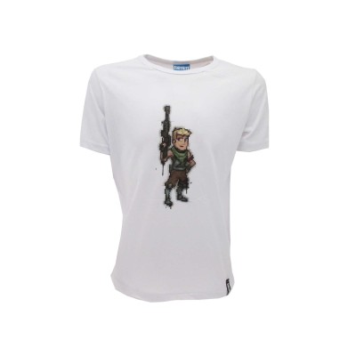 MAGLIA T SHIRT FORTNITE PIXEL BIANCA