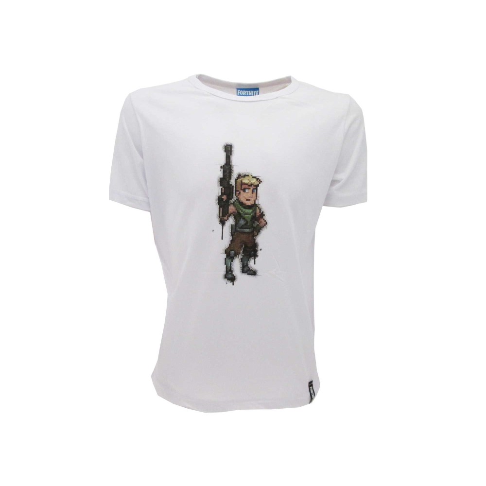 MAGLIA T SHIRT FORTNITE PIXEL BIANCA