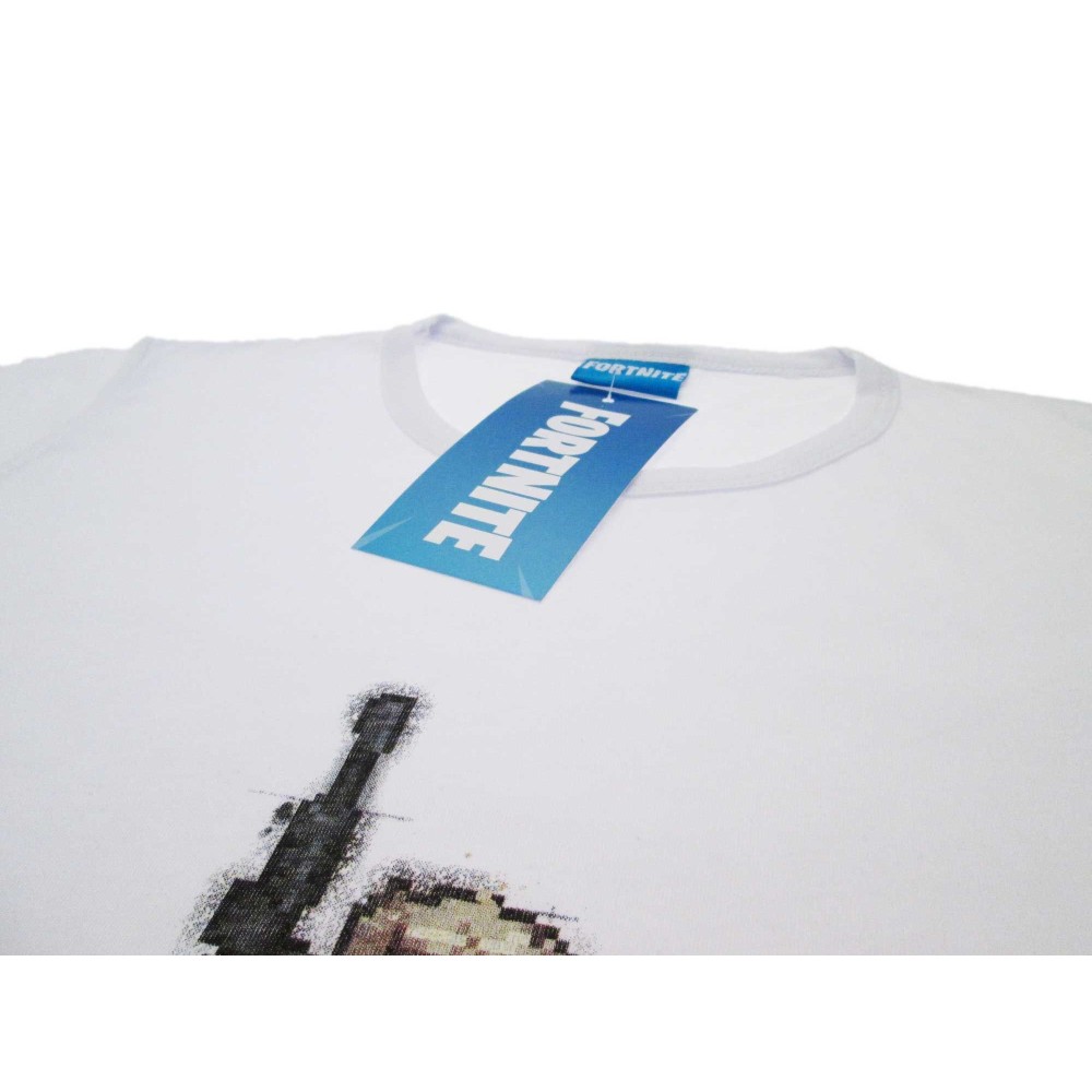 MAGLIA T SHIRT FORTNITE PIXEL BIANCA