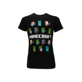 MAGLIA T SHIRT MINECRAFT PERSONAGGI NERA