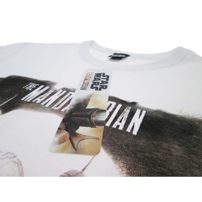 MAGLIA T SHIRT STAR WARS MANDALORIAN MANDA BIANCA