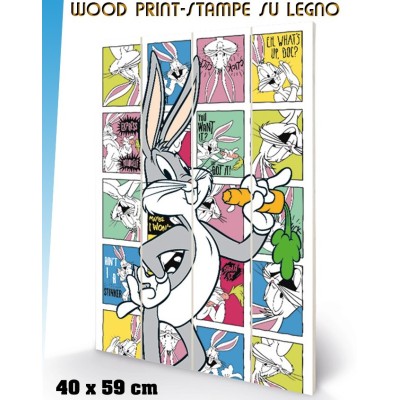 LOONEY TUNES BUGS BUNNY WOOD PRINT STAMPA SU LEGNO 40 X 60 CM PYRAMID INTERNATIONAL