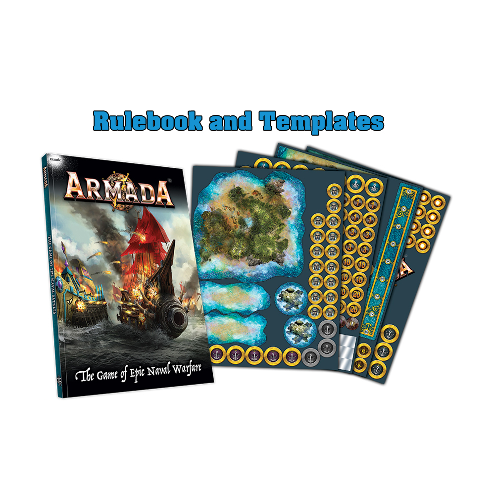 ARMADA REGOLAMENTO RULEBOOK AND TEMPLATES GIOCO DA TAVOLO MANTIC